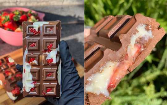 Barra de Chocolate Fitness Gelada: Frutas + Mousse que dá Saciedade à Noite Toda!